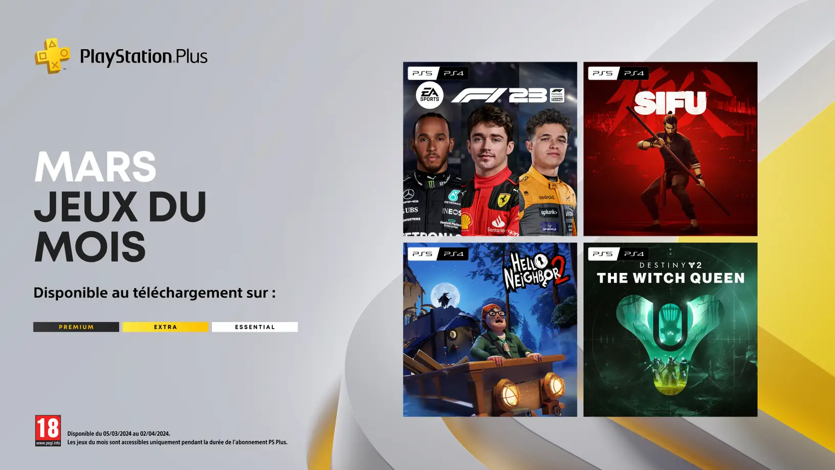 Retrouvez les jeux offerts pour les membres PlayStation plus Essential à partir du mardi 6 mars 2024.